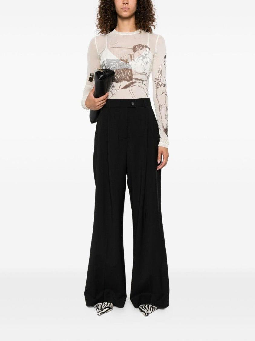Sportmax Wide-Leg Trousers With Pleat Detailing And High Waist
