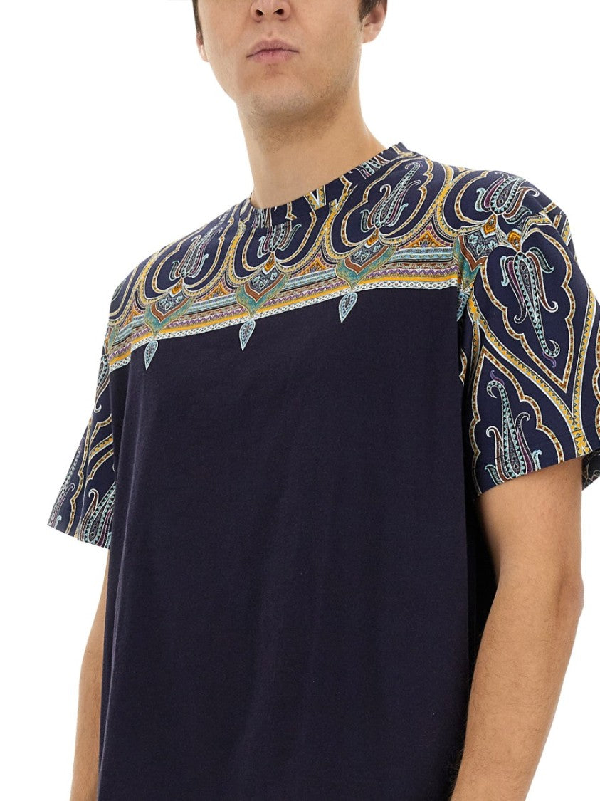 Etro Patterned Yoke Cotton T-Shirt With Relaxed Fit