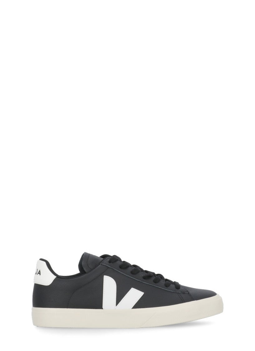 Veja Black Veja Leather Campo Sneakers With Contrasting V Logo