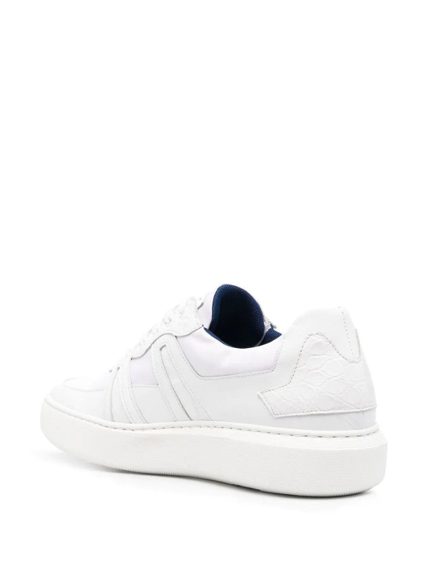 Zilli White Minimalist Leather Low-Top Sneakers