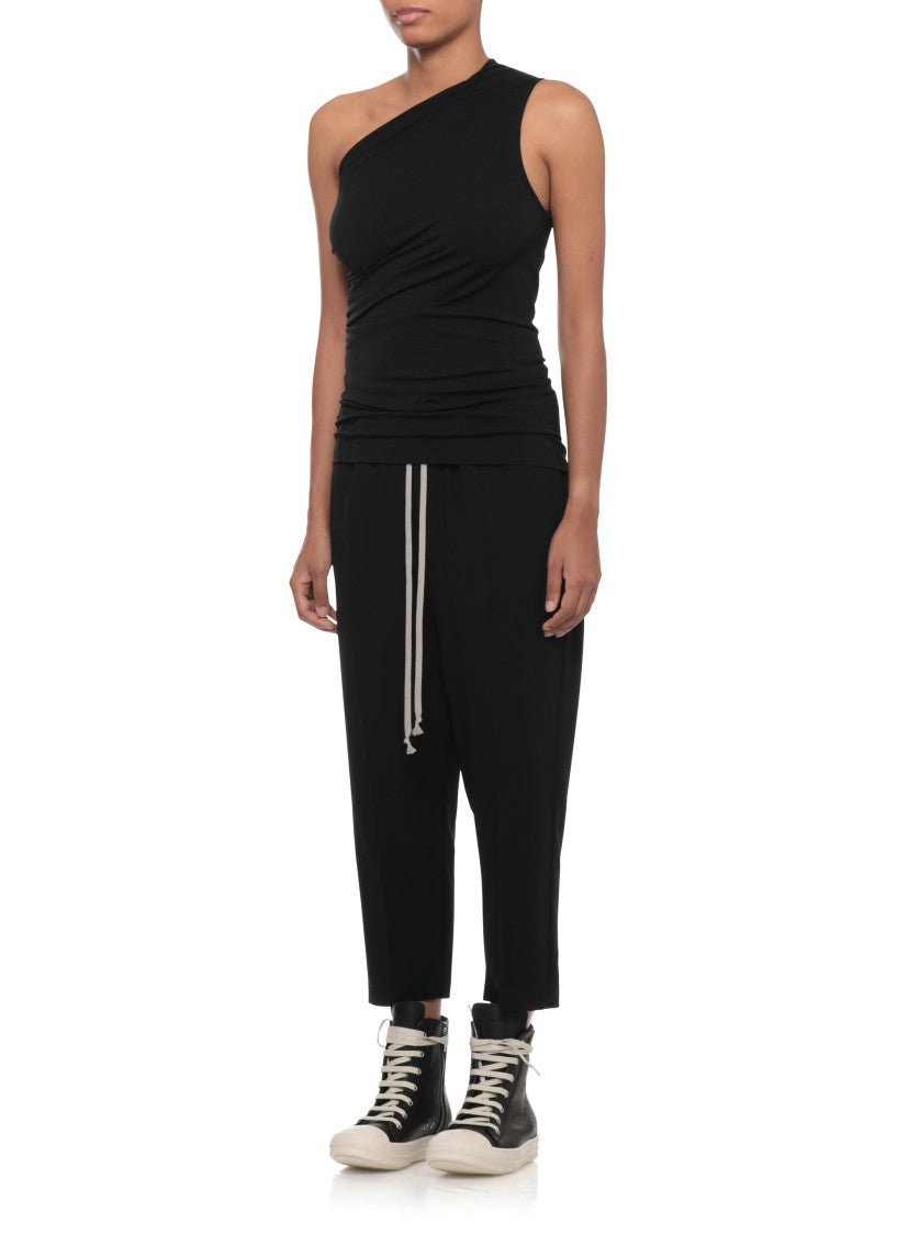 Rick Owens Black Asymmetrical One-Shoulder Tank Top