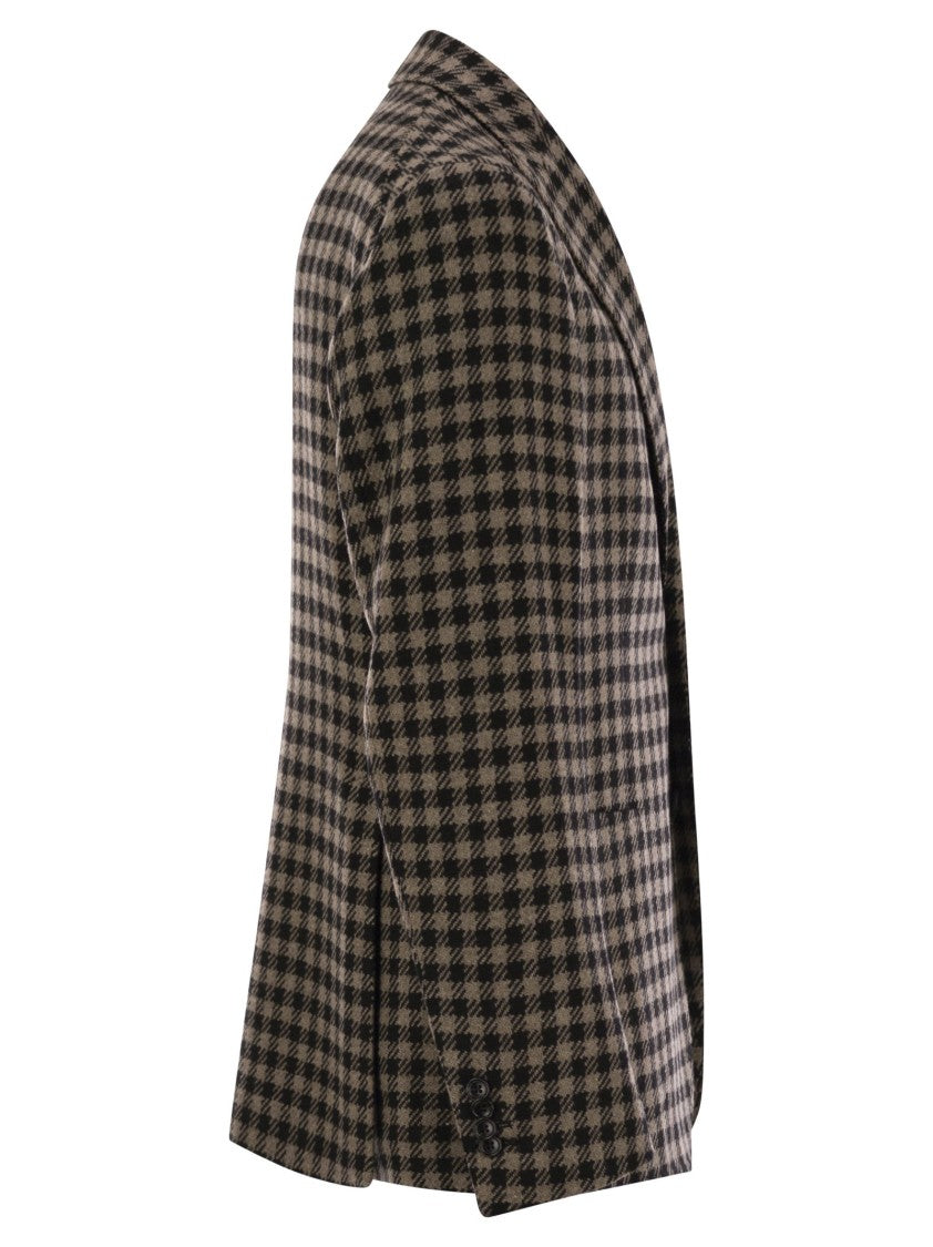 Tagliatore Houndstooth Virgin Wool Blend Jacket