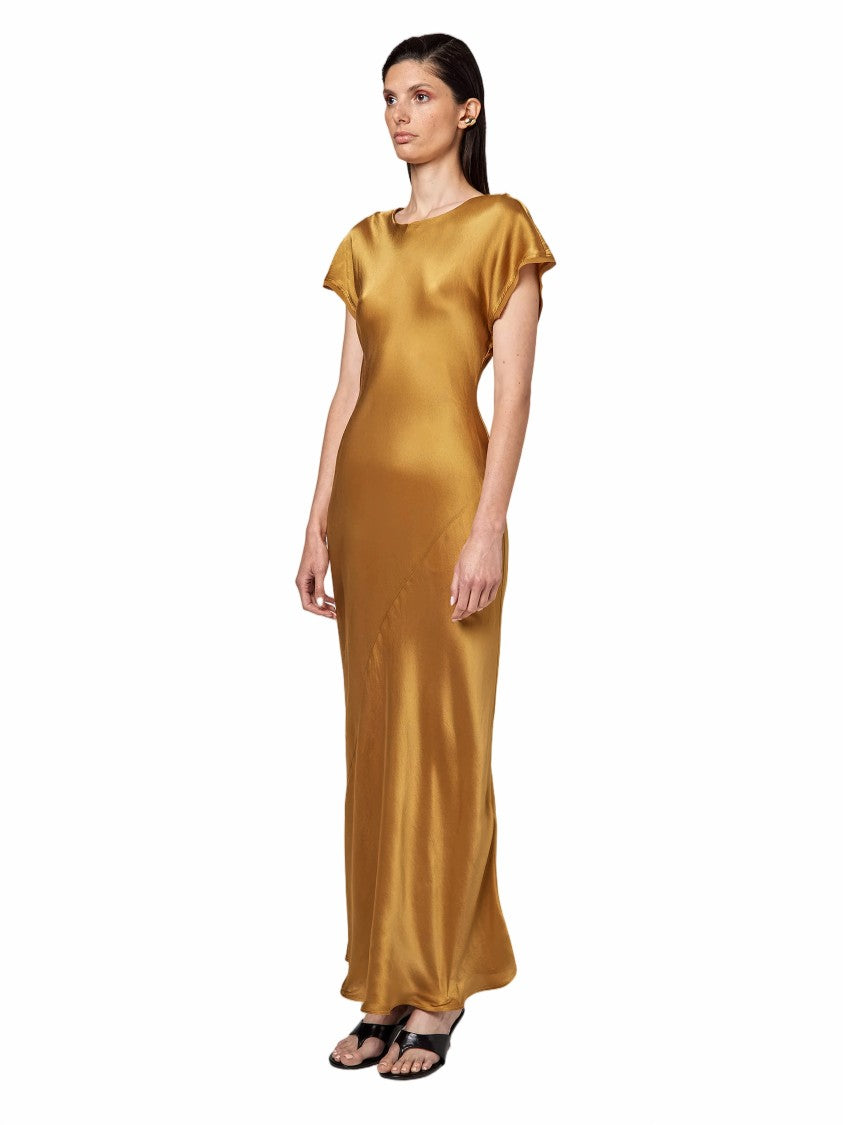 Alpha Studio Silk Round-Neck Sleeveless Maxi Dress