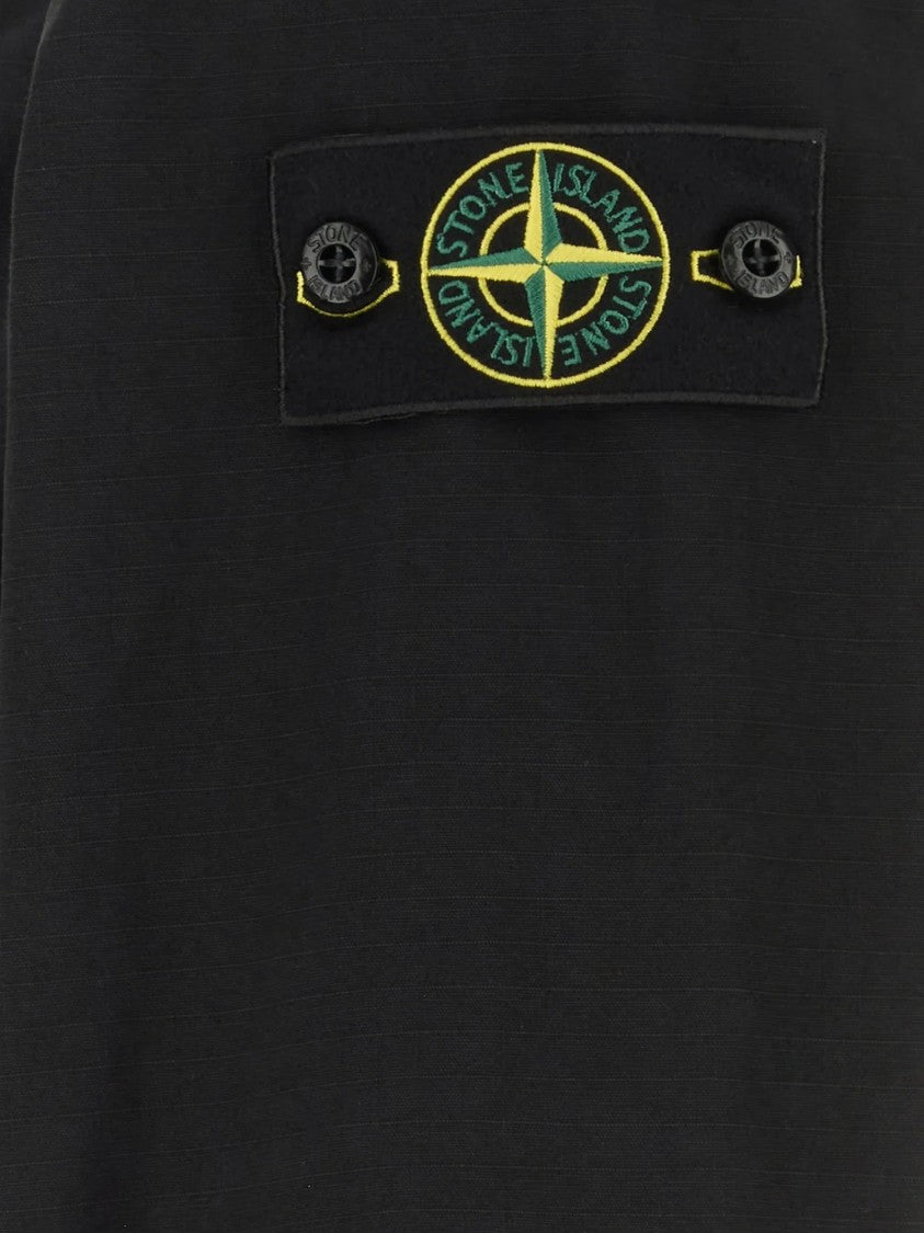 Stone Island Black Hooded Chest-Pocket Zippered Sweatshirt