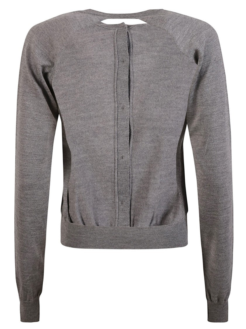 Moschino Button-Down Grey Sweater With Cut-Out Detail