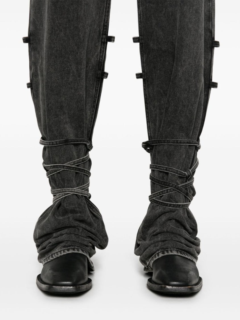 Alexander Mcqueen Baggy Tied Jeans