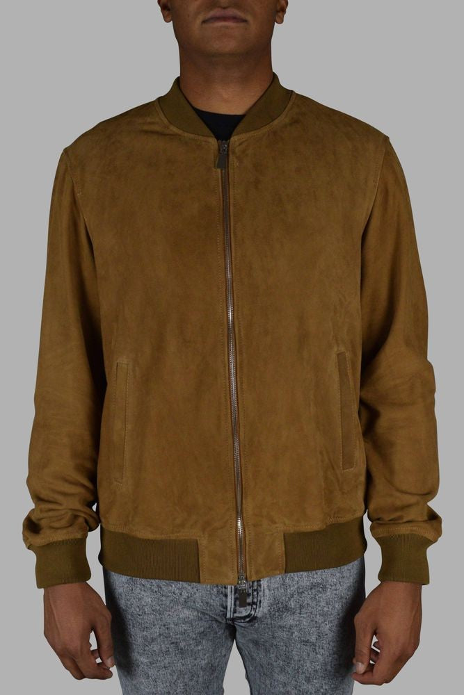 Billionaire Camel Suede Bomber Jacket