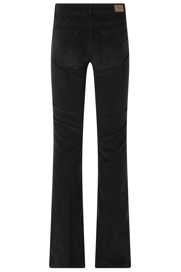 Cigala`S Black Straight-Leg Velvet Cotton-Blend Pants