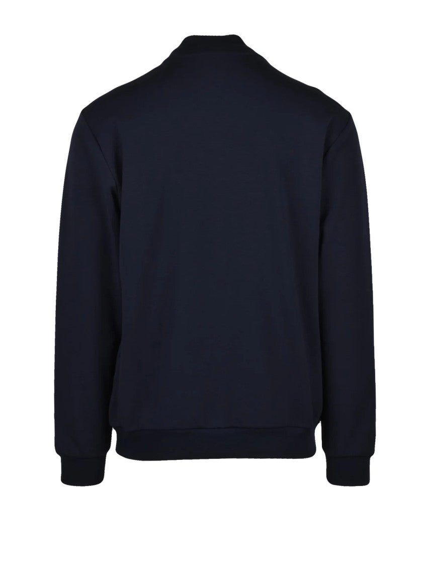 Ea7 Emporio Armani Blue Cotton Polyester Elastane Zip Sweatshirt