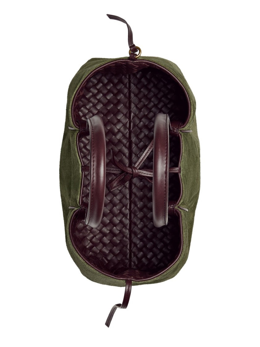 Bottega Veneta Reversible Olive Suede And Dark Brown Leather Tote