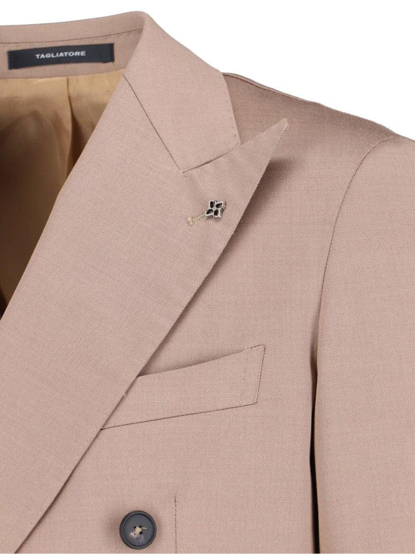 Tagliatore Beige Dress Shirt With Classic Collar And Button-Down Front