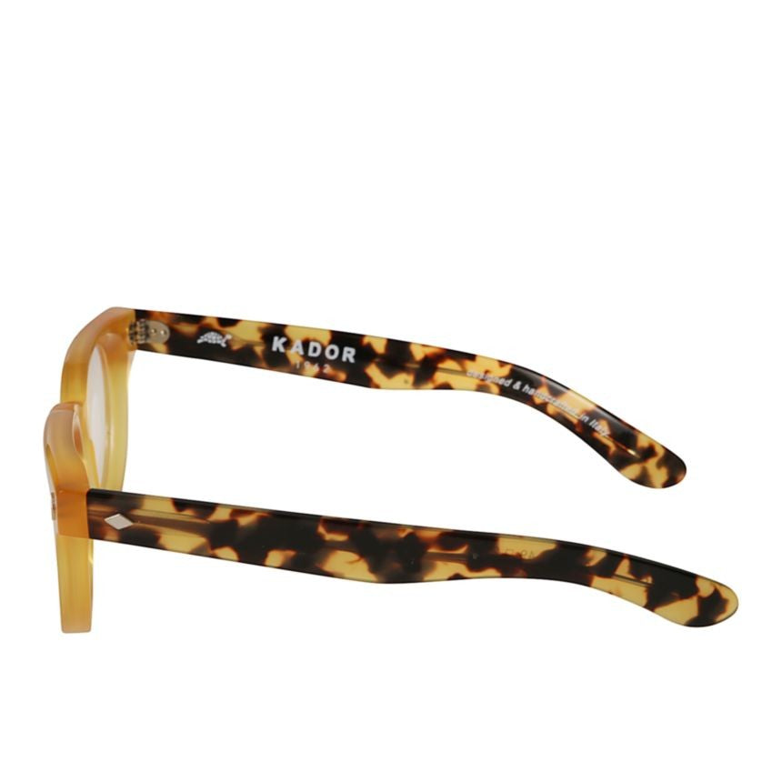 Kador Orbit Translucent Amber Square Frame Sunglasses With Tortoiseshell Arms