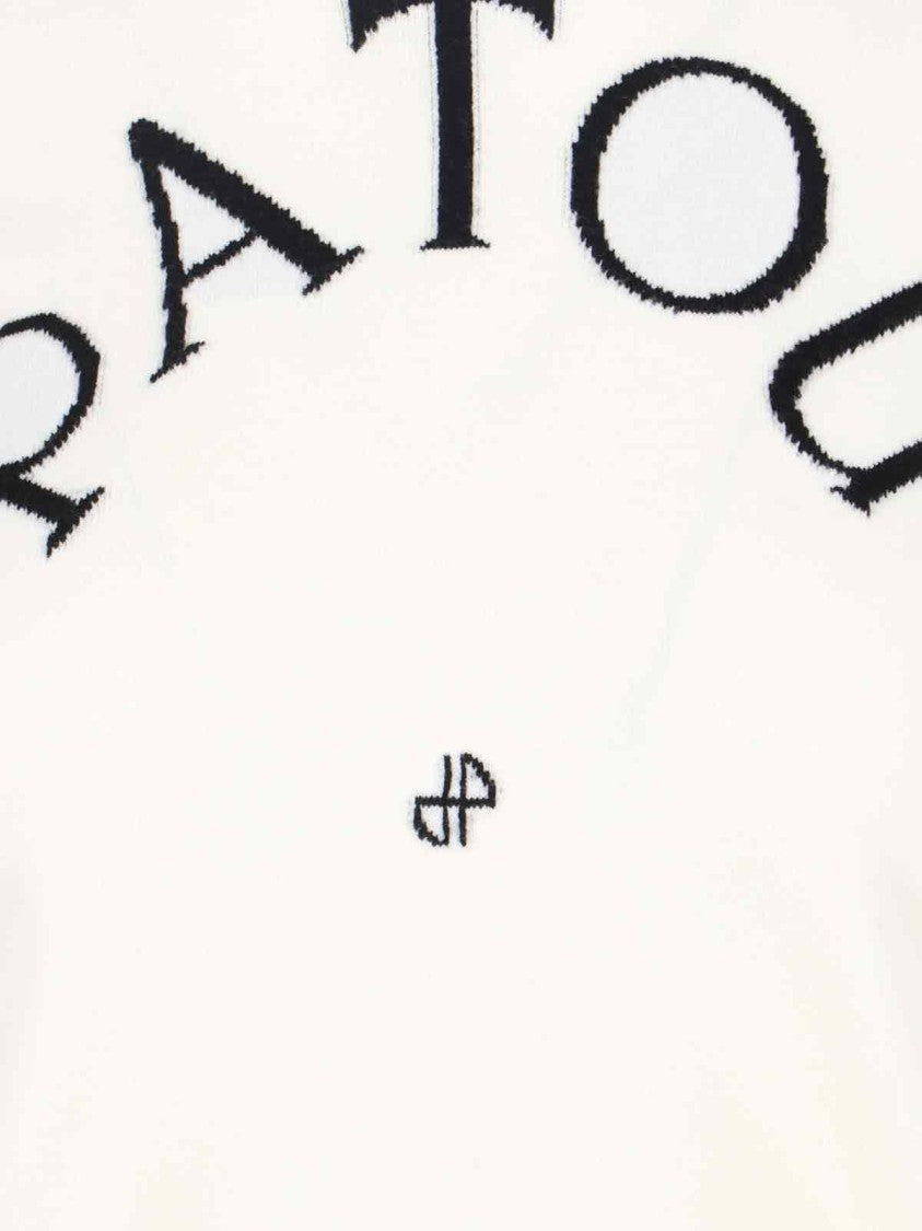 Patou Minimalist White Sweater With Ribbed Cuffs And Timeless Fit