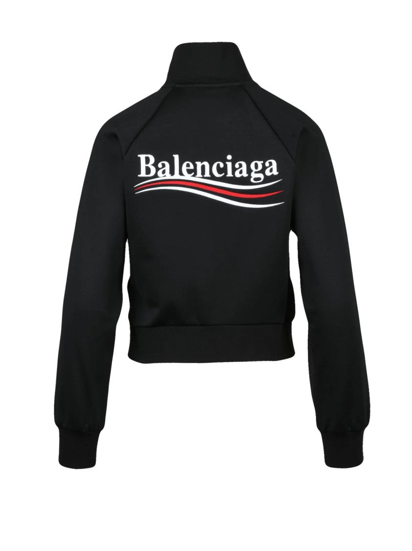 Balenciaga Zip Front Sweatshirt With High Collar And Relaxed Fit