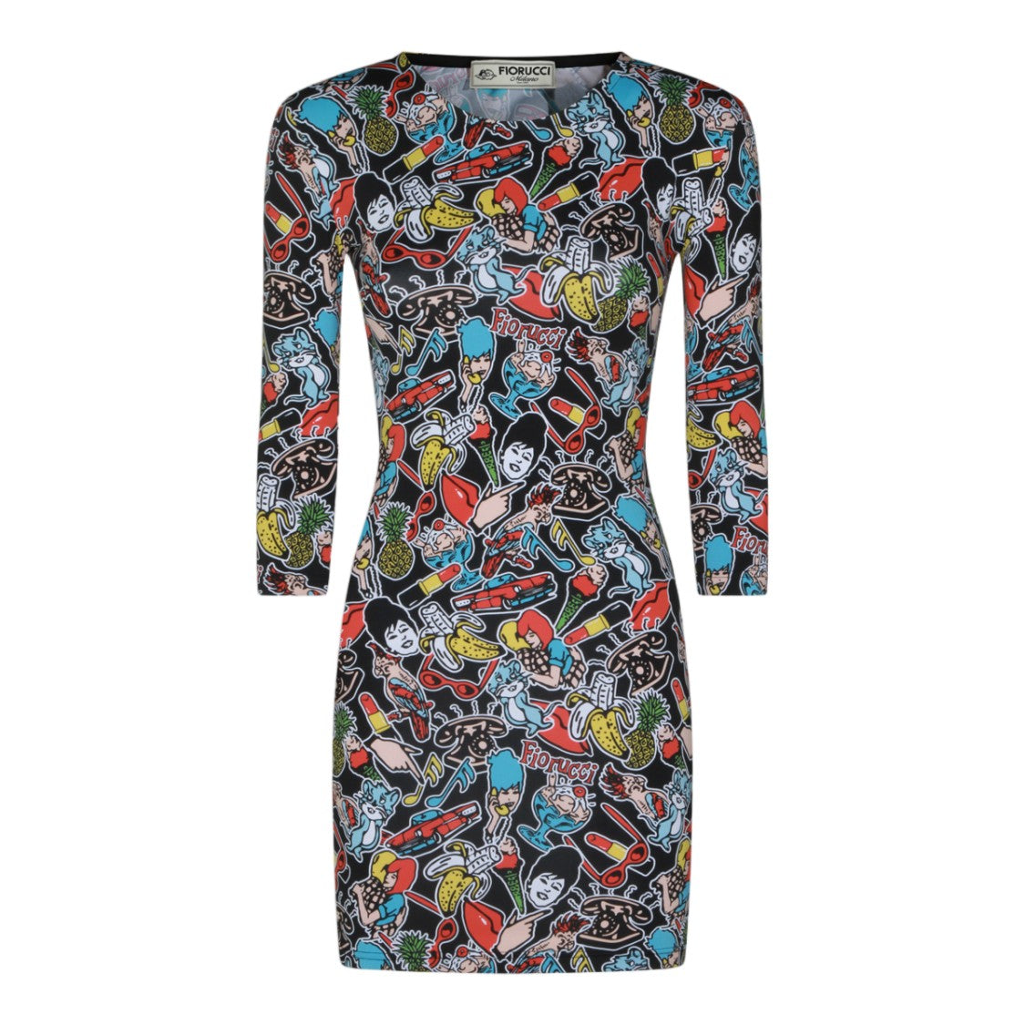 Fiorucci Eclectic Print Mini Dress With Playful Motifs