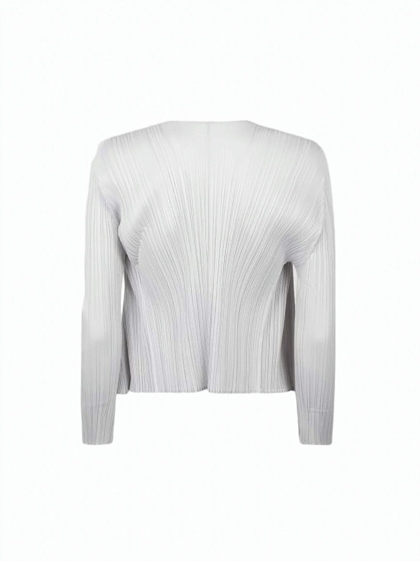 Pleats Please Pleated Textured Cardigan With Cropped Silhouette