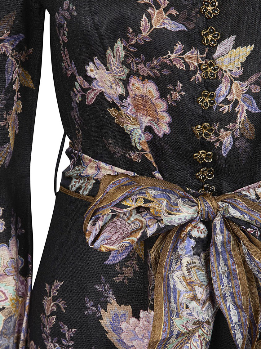 Zimmermann Luna Dress With Removable Silk Scarf