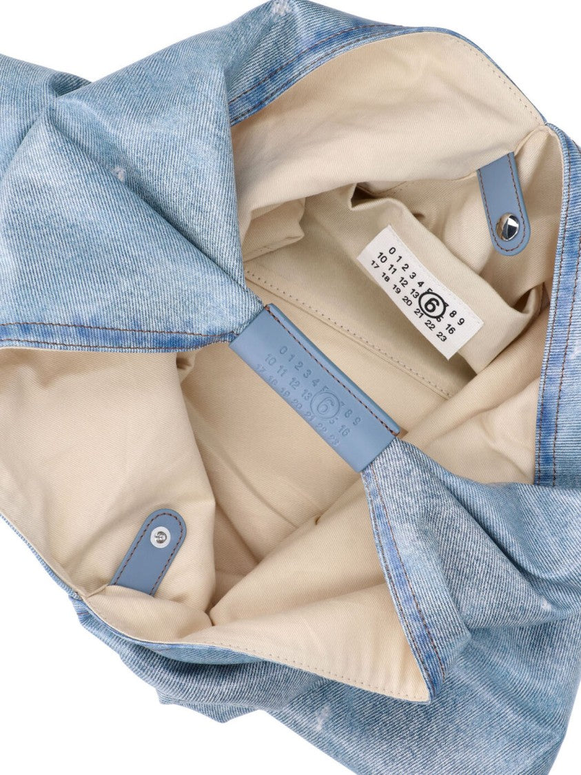 Mm6 By Maison Margiela Triangular Denim-Effect Bag With Structured Handle