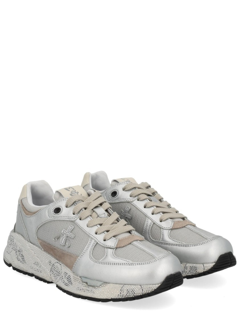 Premiata Chic Silver Sneakers With Textured Upper And Chunky Sole