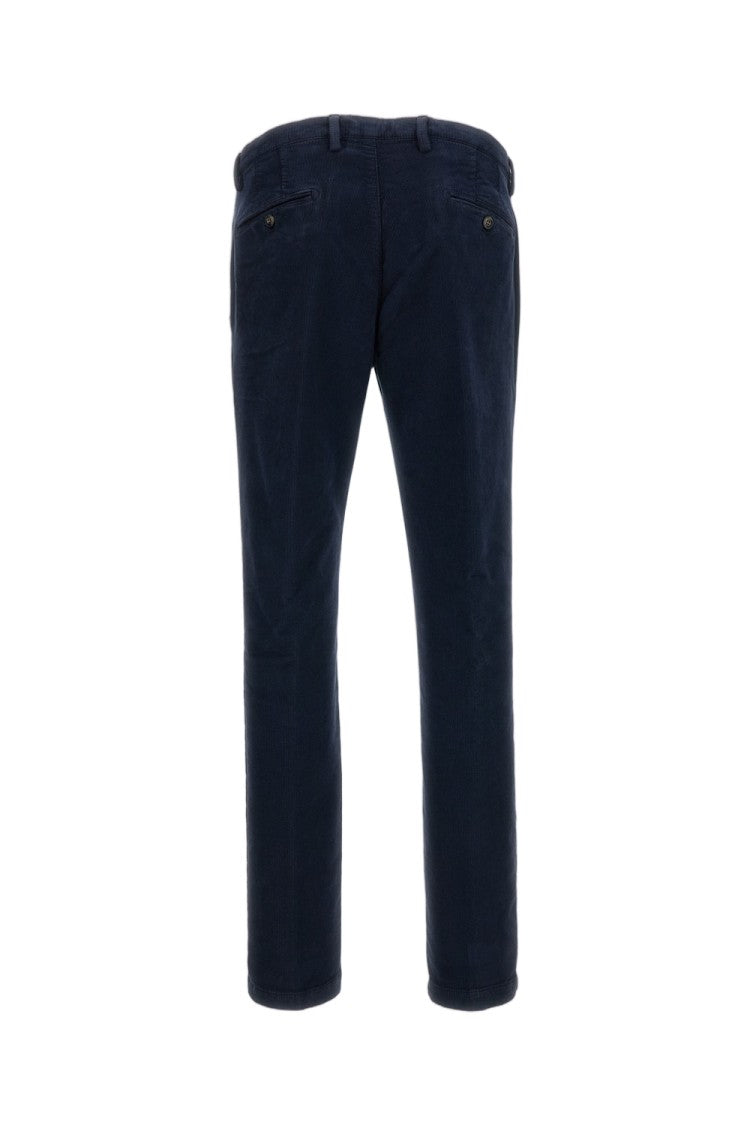 Briglia 1949 Blue Moleskin-Effect Cotton Twill Straight-Leg Pants