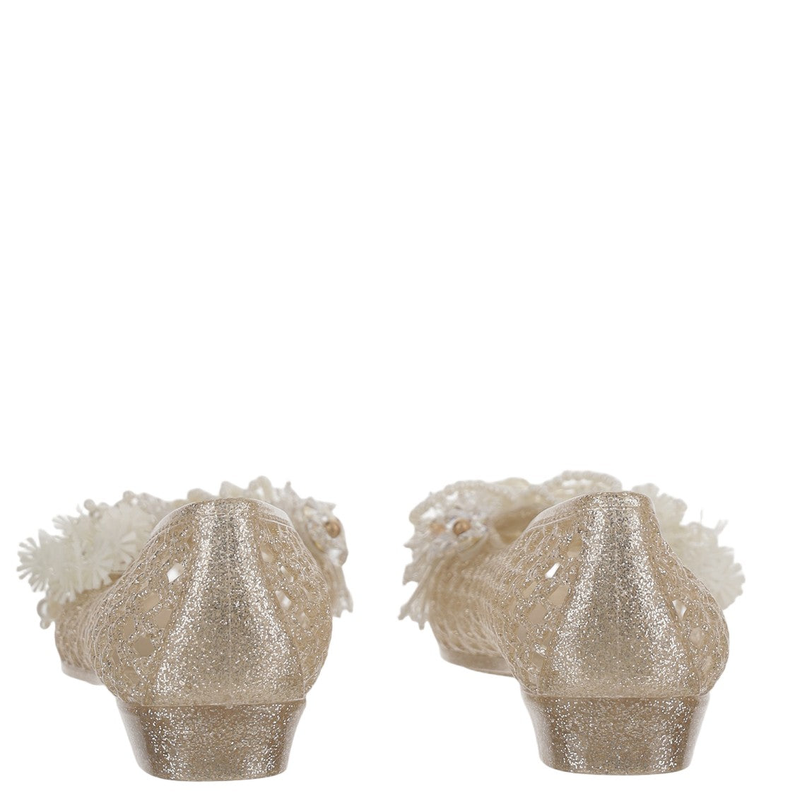 Heavenly Jelly Transparent Mesh Ballerina Flats With Pearl Embellishments