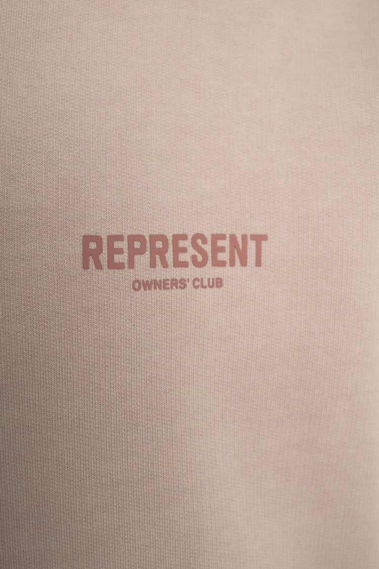 Represent Beige Oversized Hoodie With Snap-Button Hood And Logo