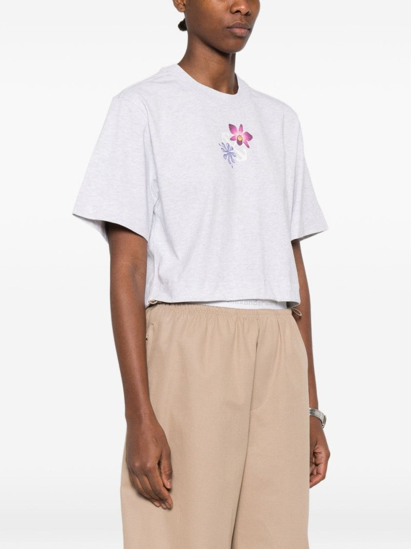 Off-White Cropped Multicolour Graphic T-Shirt With Relaxed Fit