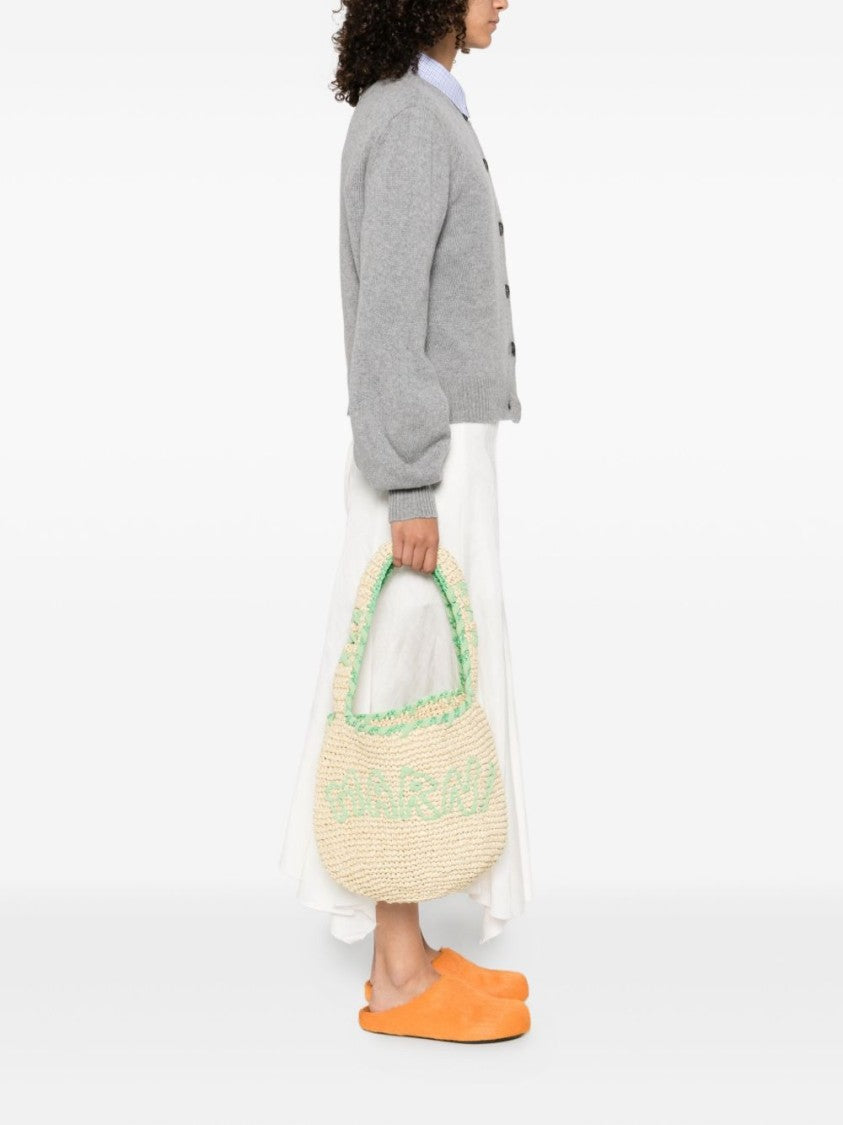 Marni Woven Paper Shoulder Bag With Braided Handle