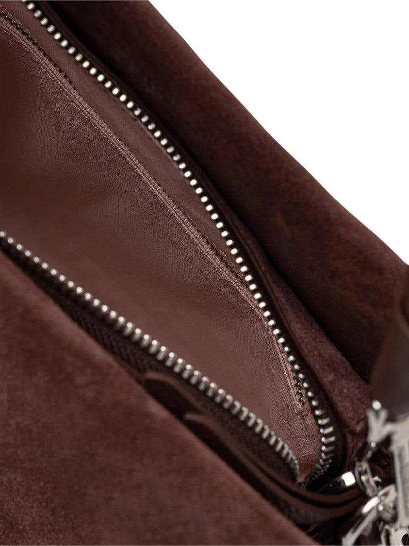 Coccinelle Small Suede Handbag With Braided Handle And Zip Closure