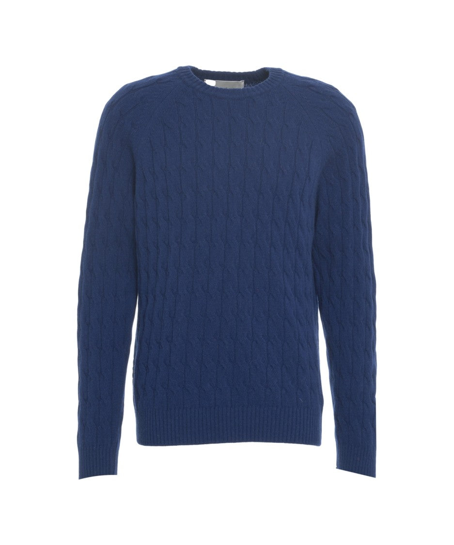 Amaranto Cable-Knit Sweater With Round Neckline And Ribbed Finishing