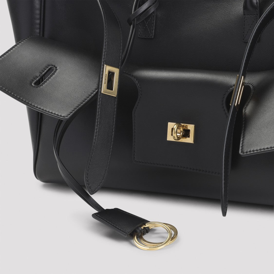 Balenciaga Structured Black Calf Leather Handbag