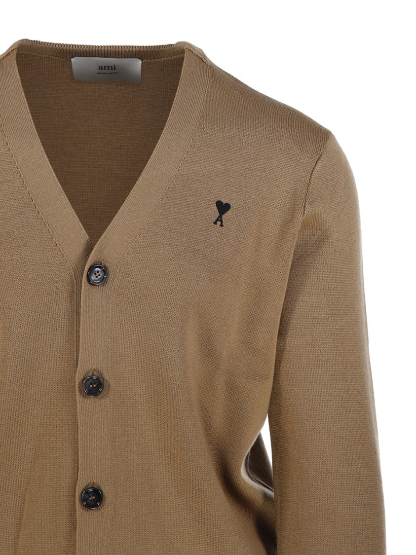 Ami Adc V Neck Merino Cardigan