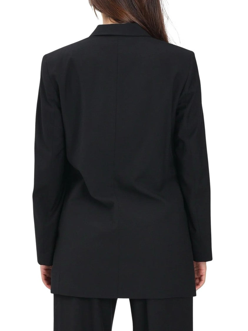 Armani Exchange Black Polyester-Blend Double-Breasted Blazer