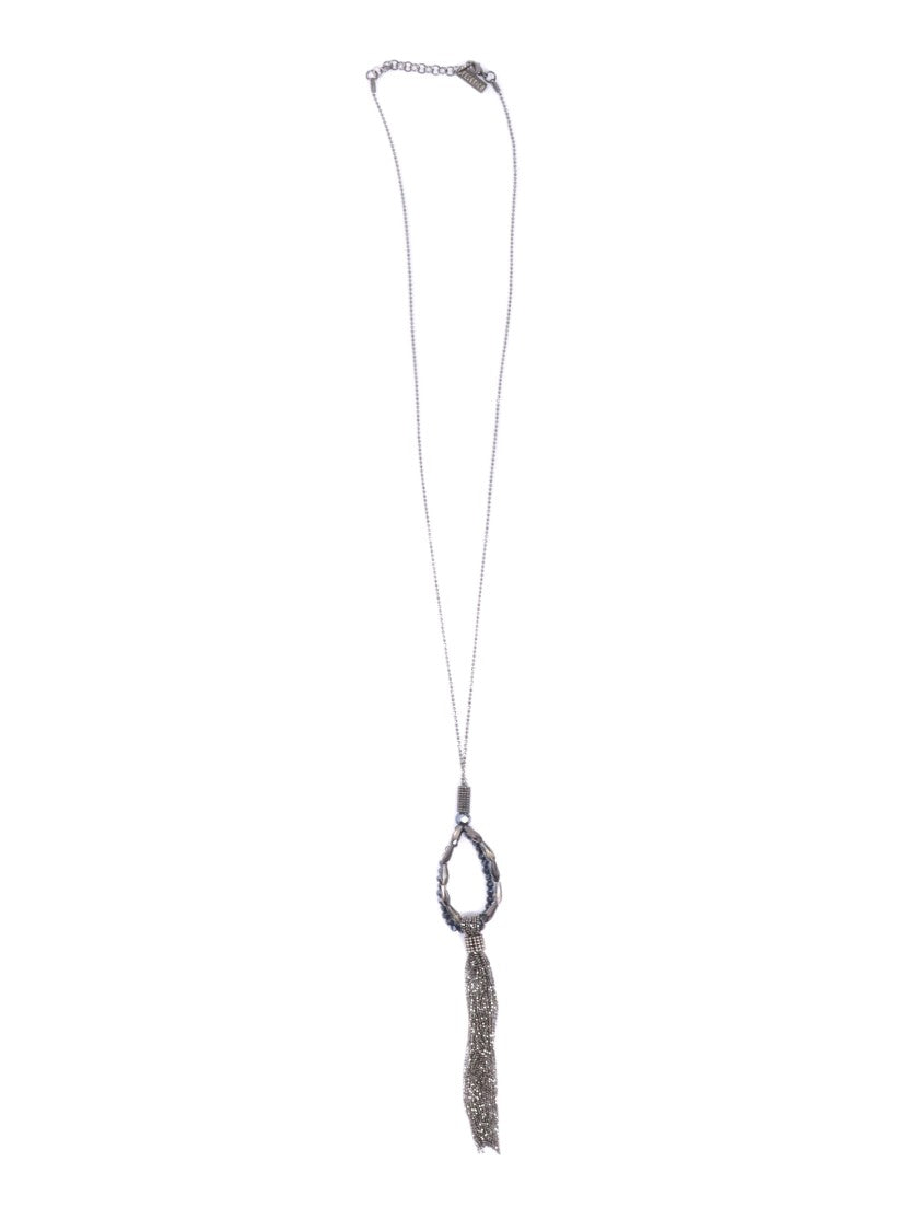 Peserico Teardrop Pendant Necklace With Metallic Tassel