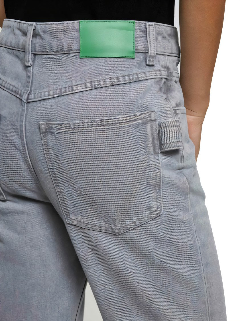 Bottega Veneta Relaxed Fit Flared Denim Pants With Distinctive Leather Patch