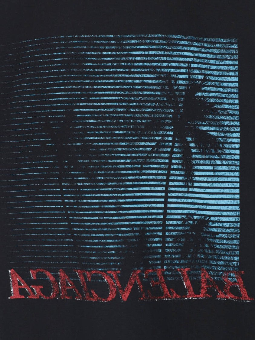 Balenciaga Cropped T-Shirt With Palm Tree Graphic