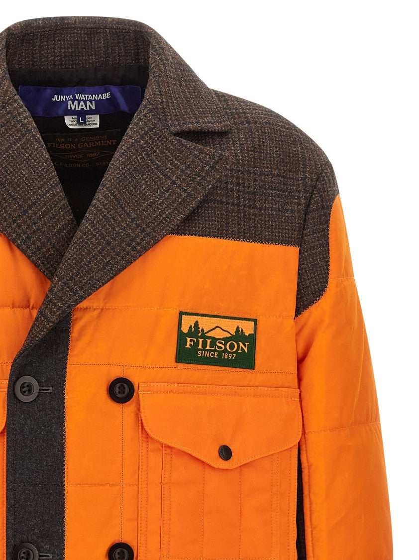 Junya Watanabe Patchwork Long Coat With Dual Button Closure