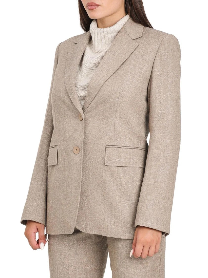 Max Mara Brown Virgin Wool-Blend Tailored Blazer