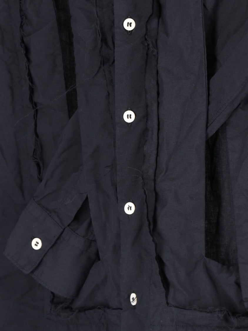 Comme Des Garçons Black Ruffle Detail Button-Down Shirt