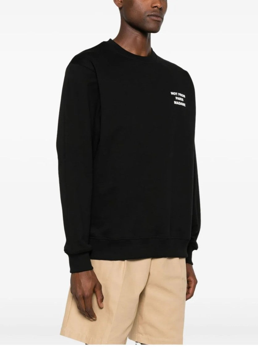 Drôle De Monsieur Slogan Black Cotton Sweatshirt With Design