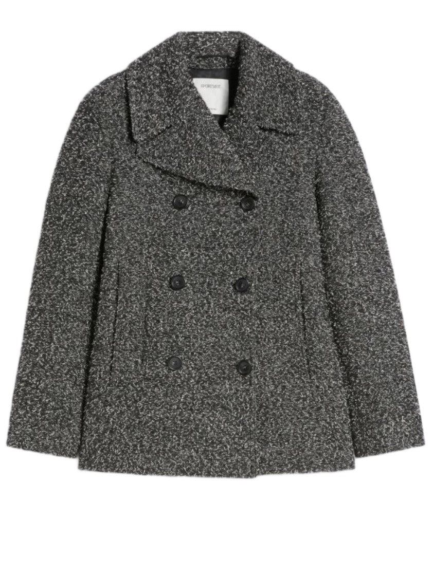 Sportmax Donegal Wool Blend Oversized Peacoat With Pointed Notch Lapel