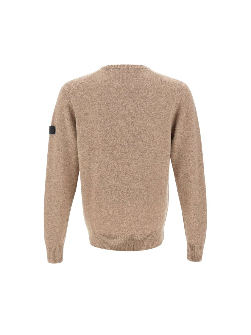 Peuterey Classic Crew Neck Knit Sweater With Ribbed Details
