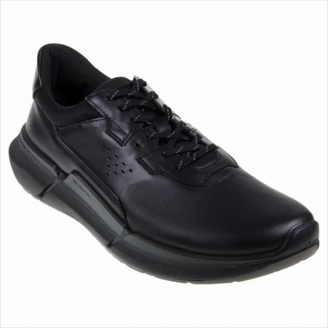 Ecco Smooth Leather Sneakers With Perforated Side Panels