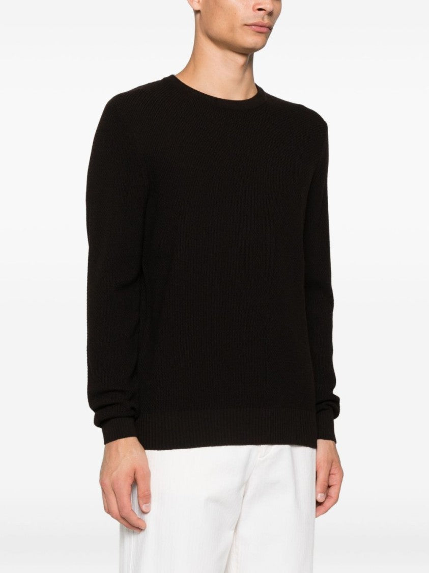 Vengera Black Crew Neck Sweater In /Virgin Wool