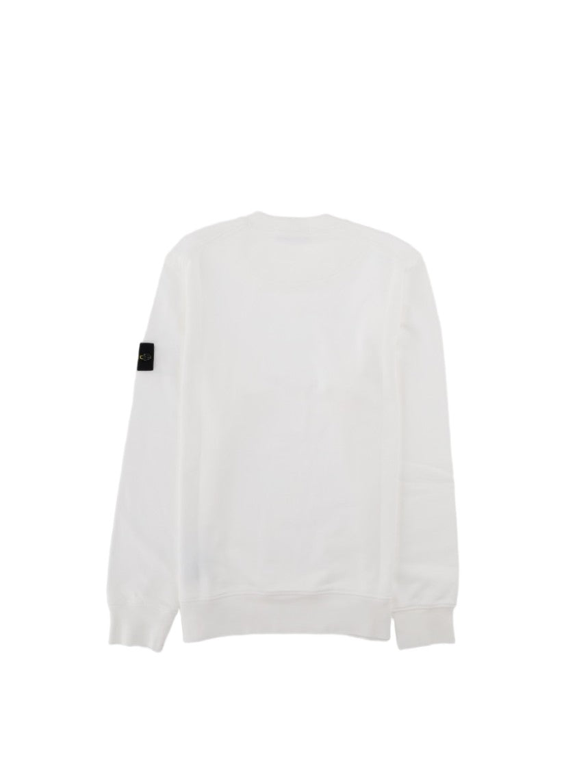 Stone Island Crewneck Upper Sleeve Patch Logo Cotton Sweatshirt