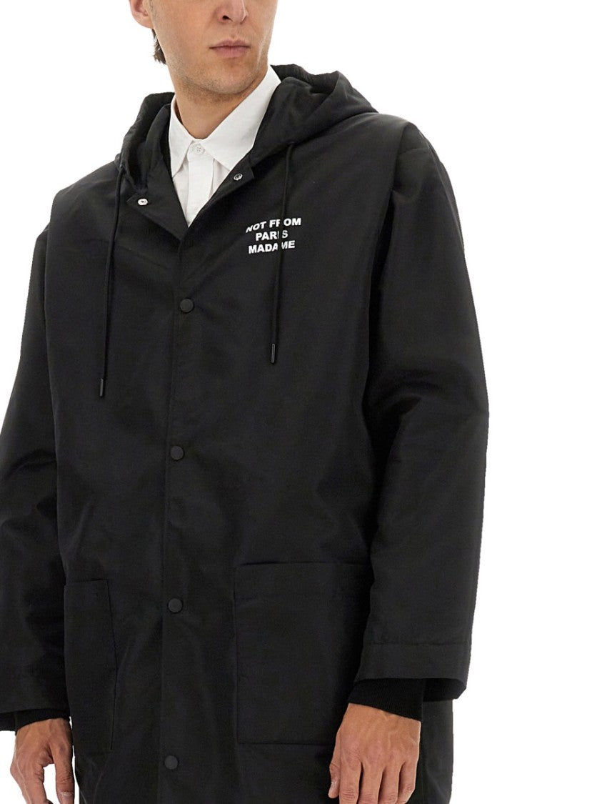 Drôle De Monsieur Relaxed Fit Hooded Parka With Unique Text Details