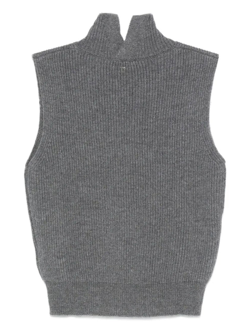Dondup Sleeveless Turtle-Neck Sweater In Ribbed Wool