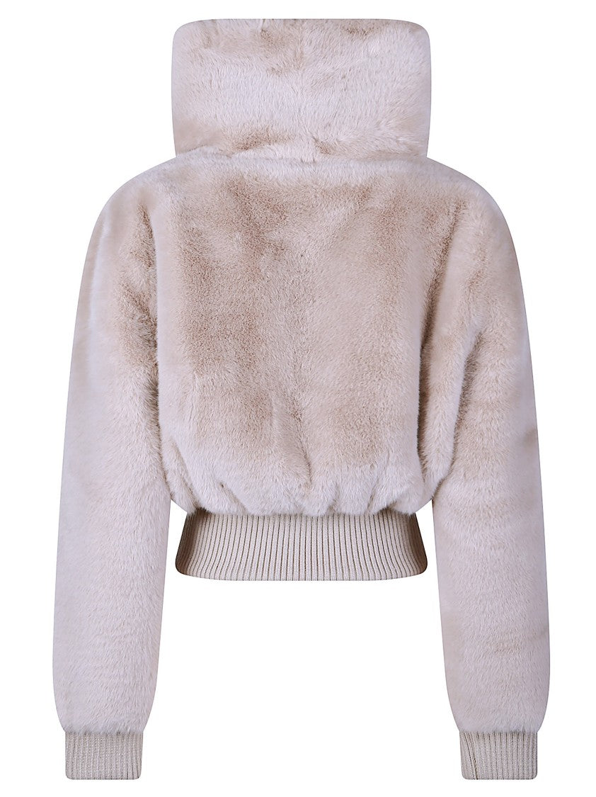 Pinko Bagels Polyester Faux Fur Bomber Jacket