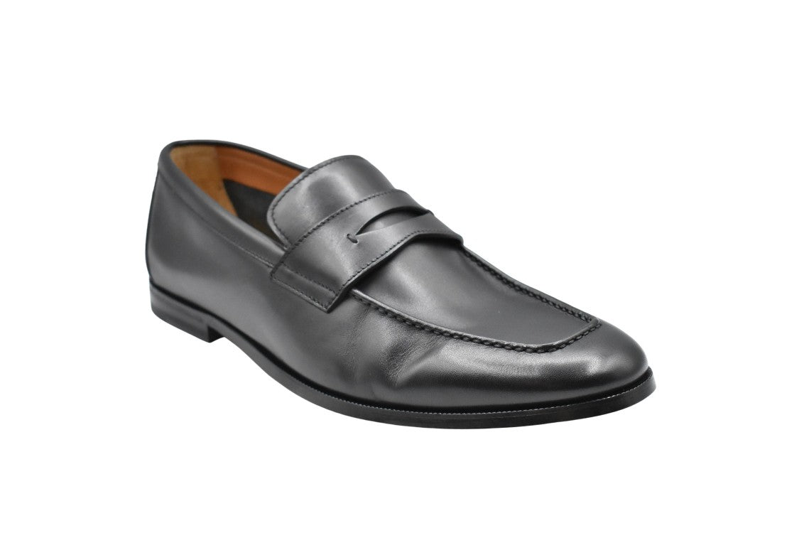 Doucal's Black Moccasins With Artisanal Stitching