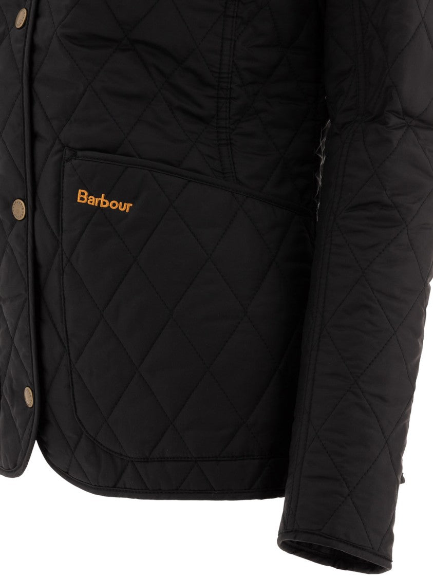 Barbour Quilted Jacket With Diamond Design And Corduroy Collar